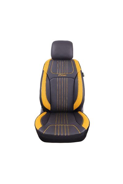 CED AUTO TRADE Set of car seat covers, black and yellow eco-leather, universal, front-rear