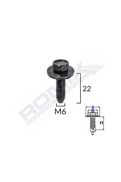 ROMİX Surub Fixare Elemente Exterior Pentru Peugeot, Citroen 6X22Mm Set 5 Buc