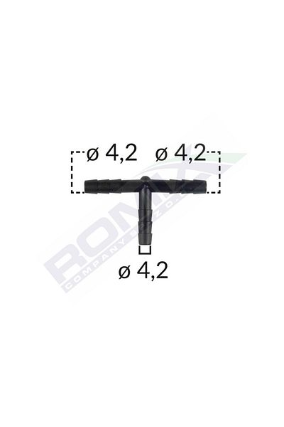 ROMİX Universal Pipe Hose Tee Connector 4.2Mm - Black Set of 5 Pieces