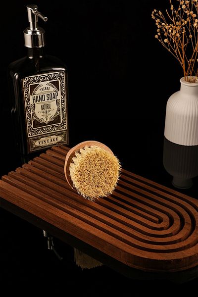 TheBRo Natural Tampico Grass 7cm Seal Dish Brush, Fruit and Vegetable Cleaning Brush