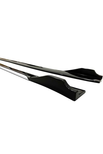 CED AUTO TRADE Set of 2 Tuning sill extensions 210 cm, glossy black with white lip