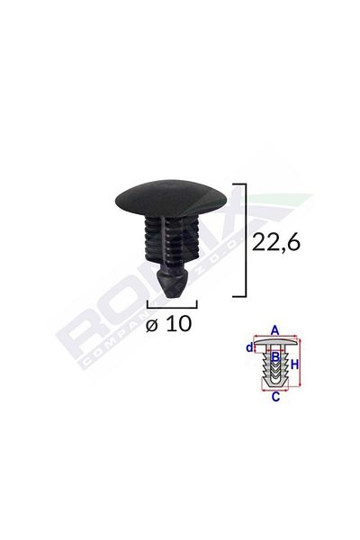 ROMİX Upholstery Clips For Fiat Ducato - Black Set of 10 Pieces