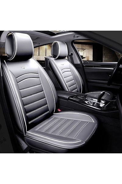 CED AUTO TRADE Set 2 huse scaune auto pentru fata, piele ecologica, gri