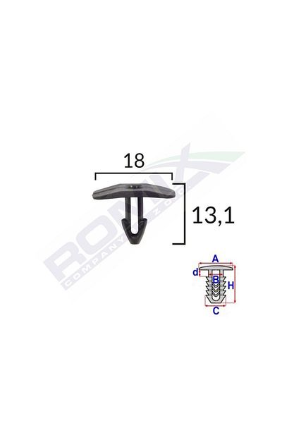 ROMİX Gasket Clips For Citroen Fiat Peugeot 18X13.1Mm - Black Set of 10 Pieces