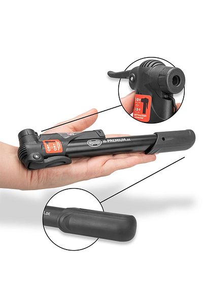 Heyner Mini Pompa Manuala Cu Manometru Premium Pentru Biciclete