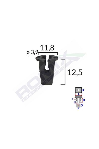 ROMİX Clips Fixare Pentru Grup Vag - Negru Set 10 Buc