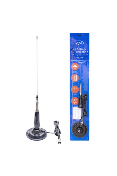 PNI CB ANTENNA PNI LED 2000, LENGTH 90 CM, LIGHTING DURING TRANSMISSION, WITH MAGNET INCLUDED