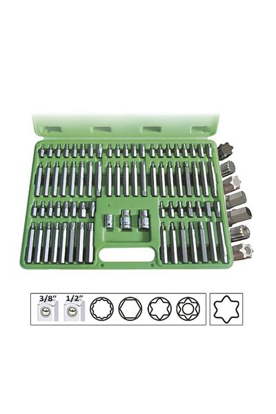 JBM SPECIAL SCREWDRIVER HEAD KIT 74 PIECES FOR 12 FEET TORX HEXAGONAL SCREWS JBM