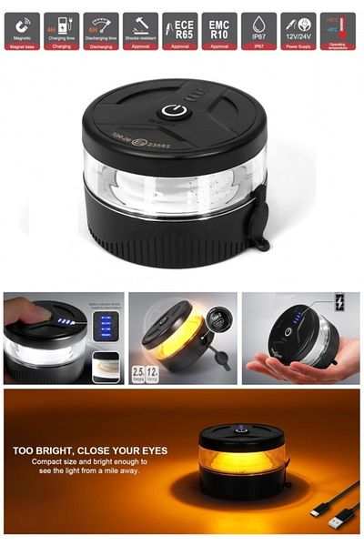 CED AUTO TRADE Car beacon, LED, Wireless, with rechargeable battery and magnet, 12V-24V