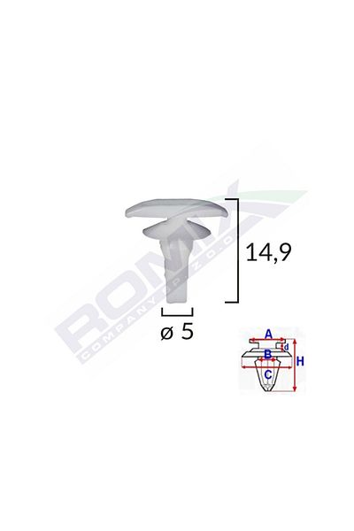 ROMİX Clips Garnituri Pentru Mitsubishi/Toyota/Honda/Hyundai/Lexus 5X14.9Mm - Alb Set 10 Buc