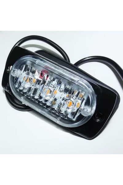 CED AUTO TRADE Strobe projector 3 LEDs, 3W, 12-24V, in grid, thin, yellow