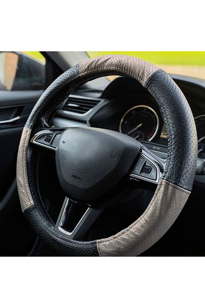 Umbrella STEERING WHEEL COVER, PERFORATED BEIGE LEATHER 37-39 CM MEGA DRIVE