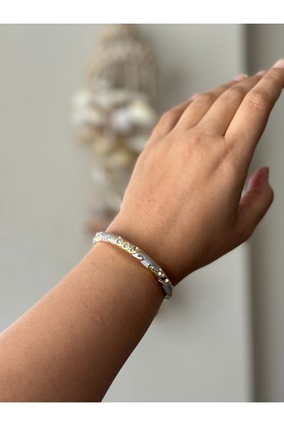 Beloria Gray Steel Bracelet with Enamel Motif