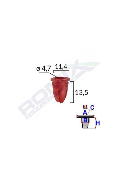 ROMİX Clips Fixare Pentru Mercedes 11.4X13.5Mm - Rosu Set 25 Buc