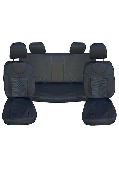 CED AUTO TRADE Set of car seat covers, universal, front-rear, split seat, eco-leather, black