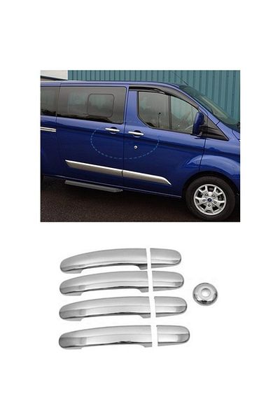 CED AUTO TRADE Set ornamente cromate manere portiere compatibile FORD CUSTOM 2012->