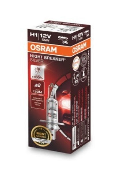 Osram Bec 12V H1 55 W Întrerupător de noapte Argintiu +100% Osram