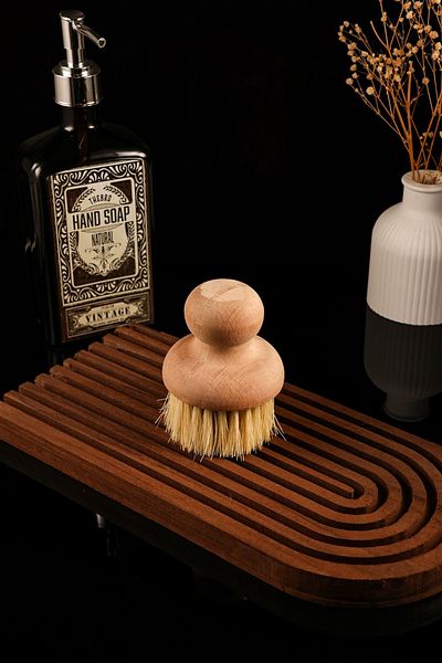 TheBRo Natural Tampico Grass 7cm Seal Dish Brush, Fruit and Vegetable Cleaning Brush