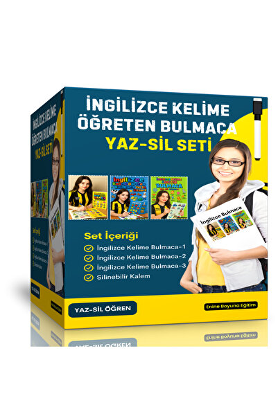 Enine Boyuna Eğitim İngilizce Kelime Öğreten Bulmaca YAZ-SİL Seti