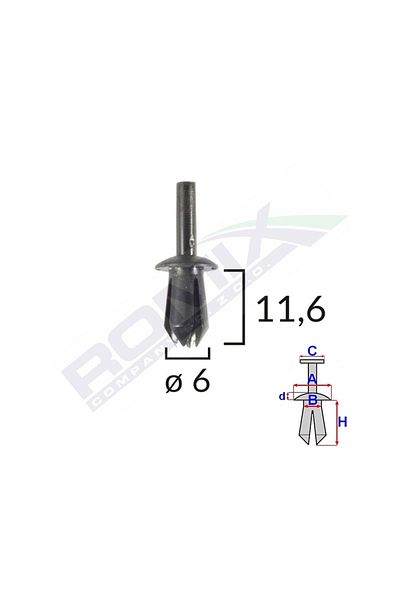 ROMİX Renault Dacia Mercedes Bmw Fiat Fastening Clips - Black Set of 25 Pieces