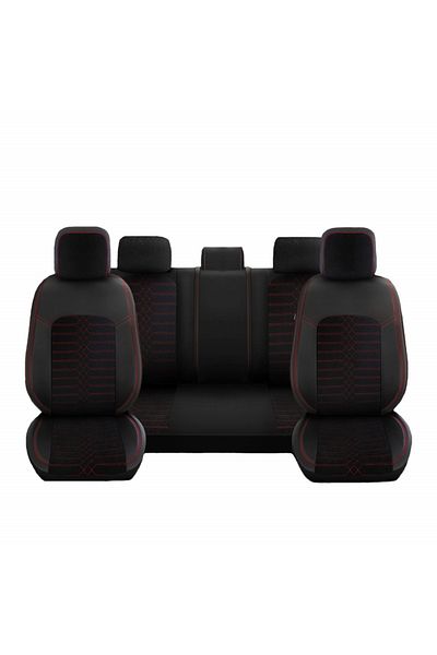 CED AUTO TRADE GALAXY car seat cover set, universal, front-back, eco-leather with fabric, black with gray