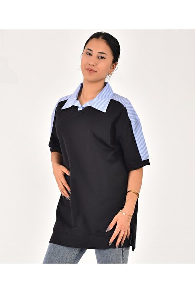 Pollux Γυναικείο πουκάμισο με λεπτομέρεια μπλουζάκι με γιακά πόλο