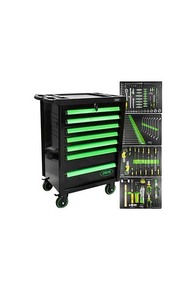 JBM TOOL BENCH 7 DRAWERS GREEN EQUIPPED WITH 172PCS JBM