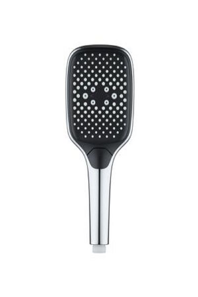 Aqua Rectangular High-Pressure Handheld Shower with Ergonomic Handle Black and Chrome