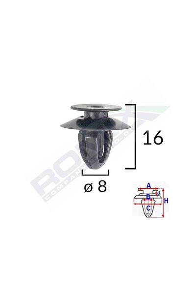 ROMİX Clips Tapiterie Pentru Bmw Mini 8X16Mm - Negru Set 10 Buc