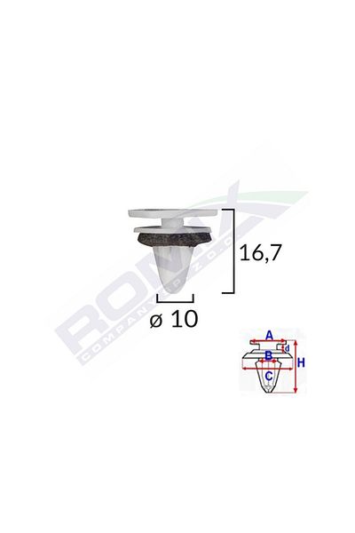 ROMİX Exterior Element Fixing Clips, Intake Grille, For Kia And Hyundai Set of 10 Pieces