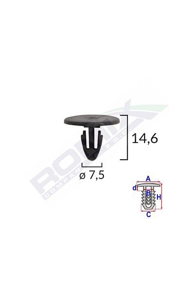 ROMİX Clips Fixare Protectie Motor Pentru Dacia Renault - Negru Set 10 Buc