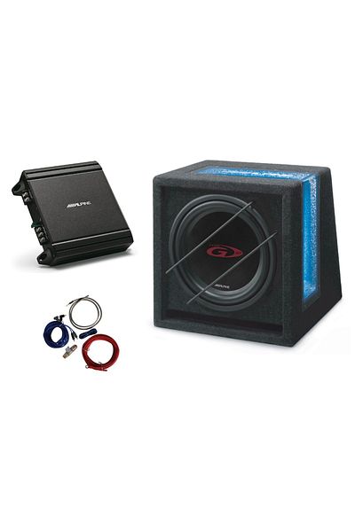 Alpine Alpine SBG-1044BR Car Subwoofer Package + MRV-M250 Amplifier + LK-10 Cables