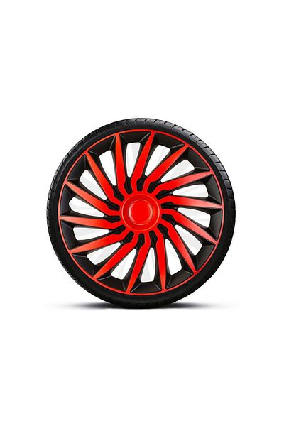 Mega Drive SET OF 15` RED-BLACK WHEEL COVERS WITH RED KENDO RING
