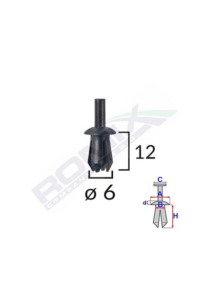 ROMİX Clips Fixare Elemente Exterioare Pentru Opel 8X12Mm - Negru Set 10 Buc
