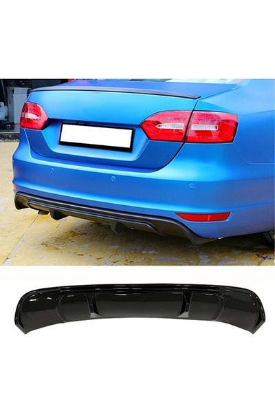 CED AUTO TRADE Prelungire difuzor Bara Spate compatibil cu VW Jetta Mk6 VI 2010-2014, negru lucios