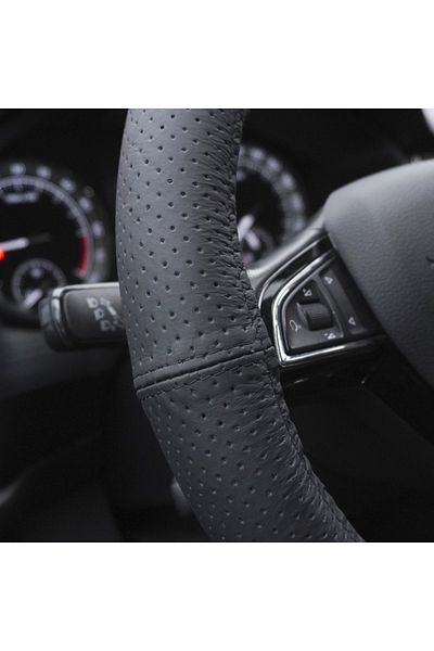 Umbrella STEERING WHEEL COVER, NATURAL LEATHER, PERFORATED, BLACK, 37-39 CM
