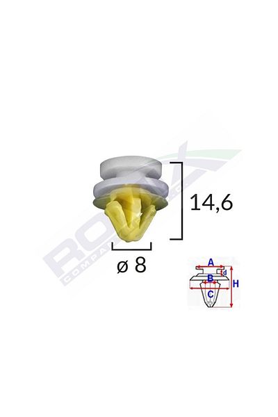 ROMİX Upholstery Clips For Land Rover Opel Renault 8X14.6Mm - White Set of 10 Pieces