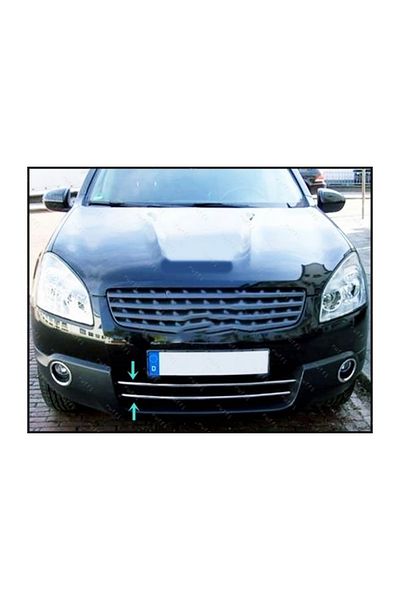 CED AUTO TRADE Set of 2 stainless steel lower grille ornaments compatible with Nissan Qashqai, Qashqai +2 2007-2010