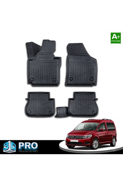 CED AUTO TRADE Set covorase auto cauciuc VW CADDY 2015-2020, forma tavita 3D