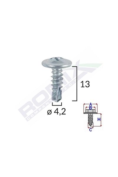ROMİX Zinc Self-Drilling Screw 4.2X13 Set of 100 Pieces