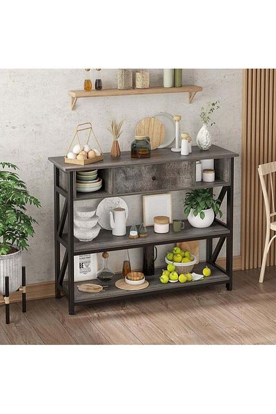 AGD Antique Rectangular Wooden Console Table, Gray