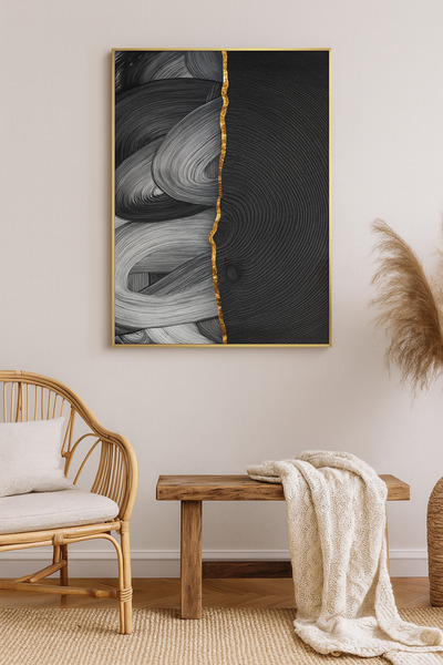 seninürünün Gold Trace - Πραγματική εκτύπωση σε γυαλί Μονό μοντέρνο ζωγραφικό...