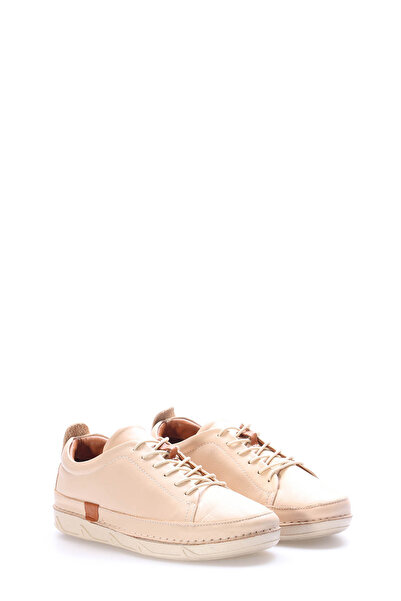TUGERDİ Tugerdi Beige Genuine Leather Lace-Up Thermo Sole Women's Casual Shoe...