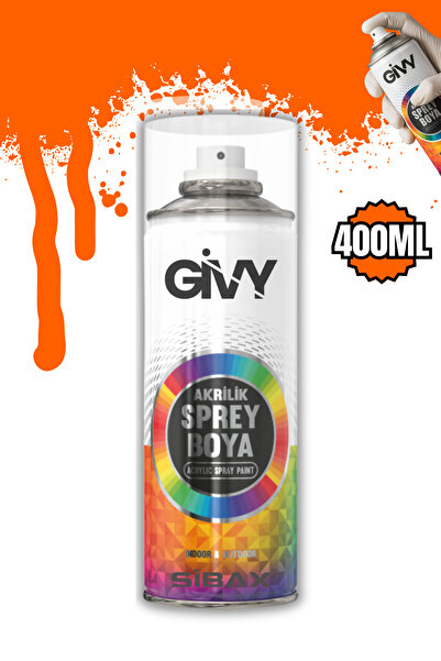 GİVY Akrilik Sprey Boya Floresan Kavuniçi Turuncu 400 ml