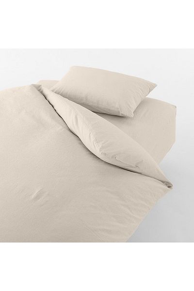 Muji Washable Cotton Fitted Sheet, King, W180 x L200 x D18-28 cm