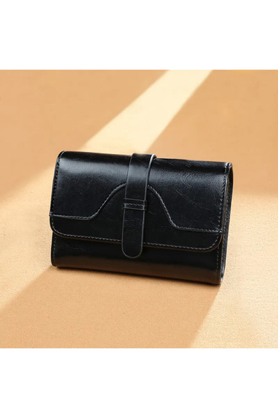 Clavi Women's Wallet Made of Genuine Leather, Clavi, Vintage Design, RFID Blocking, 9x14x3cm, Black