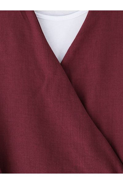Modamorfo Linen Suit with Side Tie Skirt - Burgundy