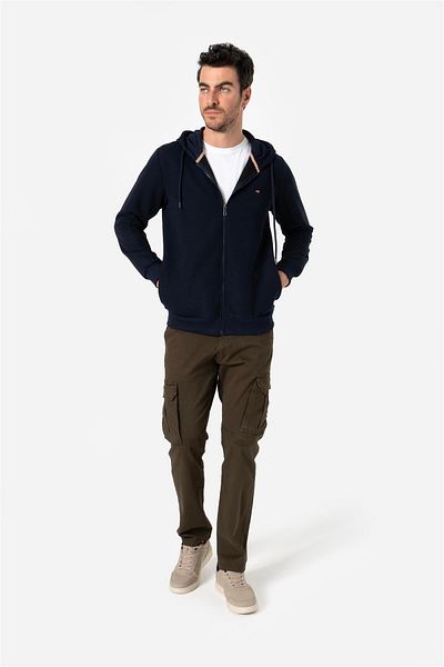 Brothers Men's Casual Cut Hooded Sweatshirt with Side Pockets and Logo Embroidered Jabbar Dark Blue B06.242.