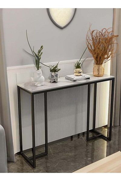 AGD Slim Console Table with Wooden Surface