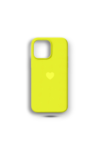 EXS Aksesuar Iphone 16Pro Uyumlu Sarı Kalp Içi Kadife Lansman Silikon Kılıf Kapak